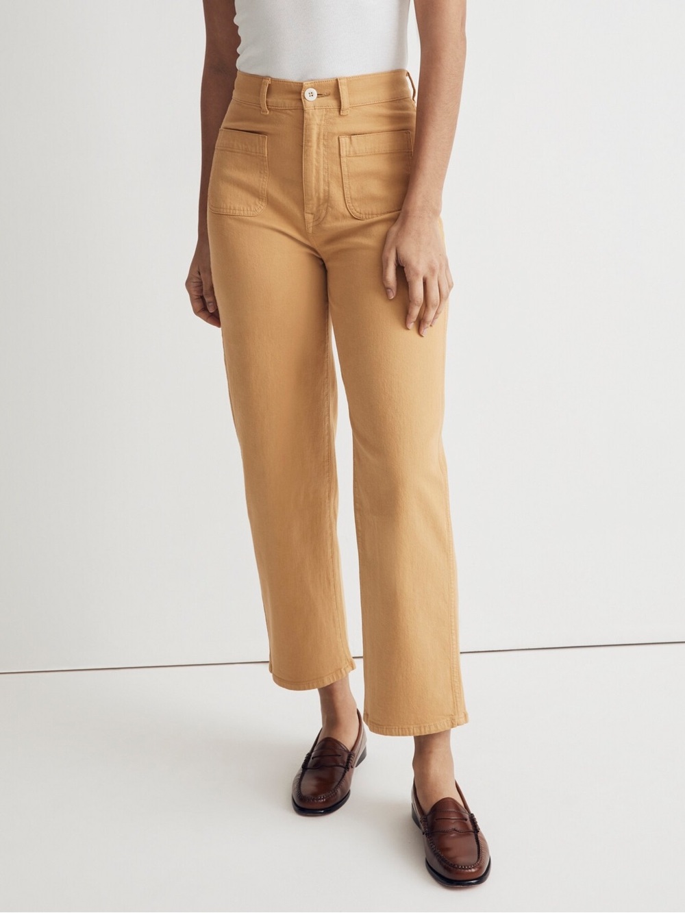 Madewell Emmett Wide-Leg Crop Pants Size 26 Yellow Cotton